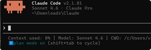 Terminal showing Claude Code statusline with model name, token count, and active tool